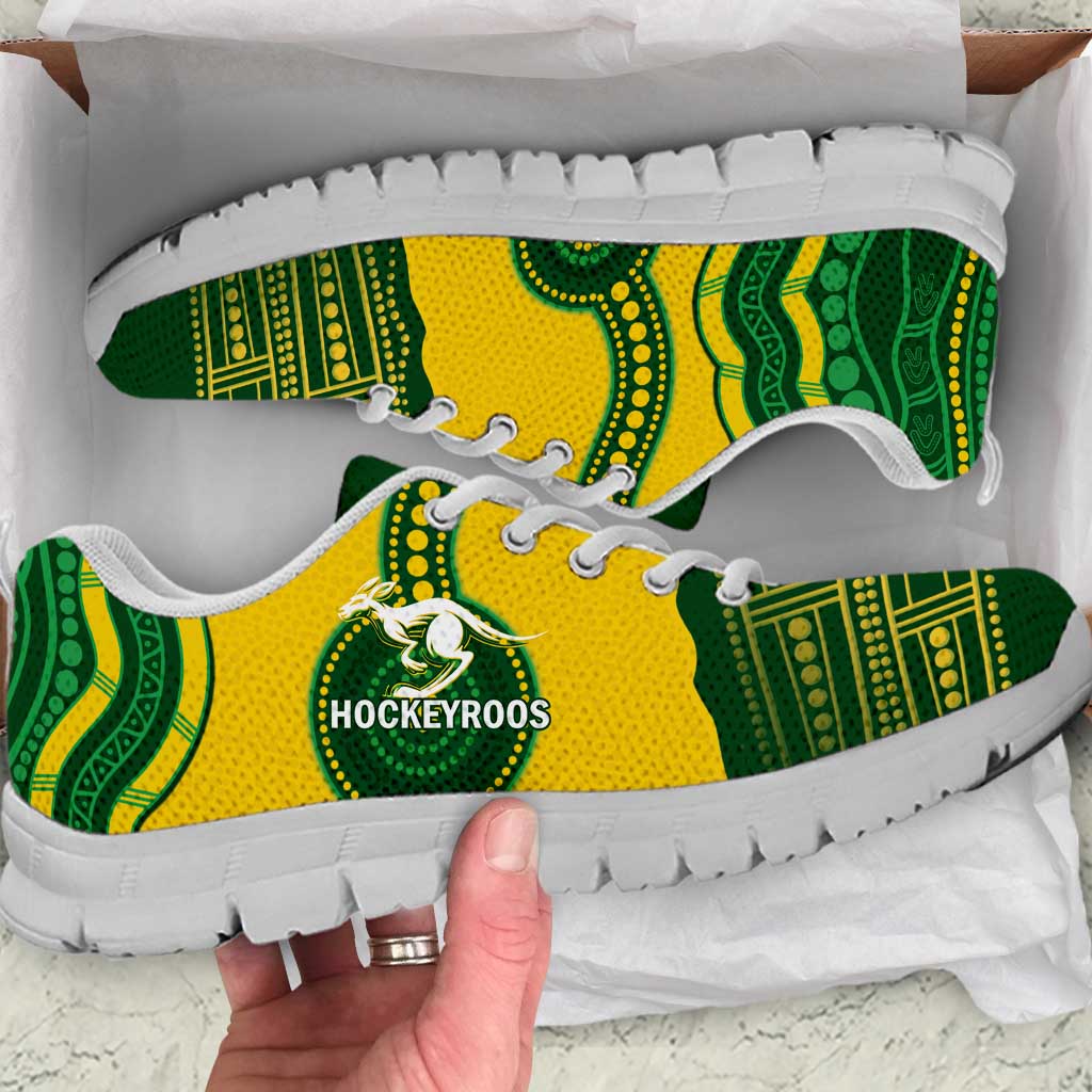 Australia Hockeyroos Sneakers Aussie Kangaroo Indigenous Art - Vibe Hoodie Shop