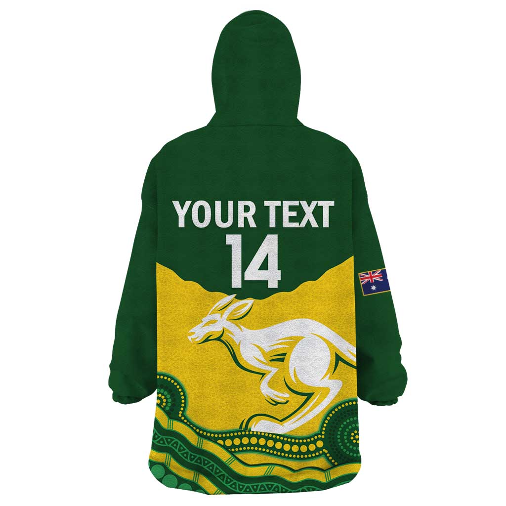 Custom Australia Hockeyroos Wearable Blanket Hoodie Aussie Kangaroo Indigenous Art - Vibe Hoodie Shop