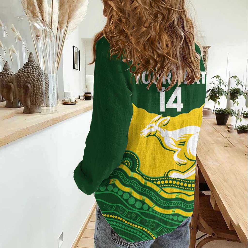 Custom Australia Hockeyroos Women Casual Shirt Aussie Kangaroo Indigenous Art - Vibe Hoodie Shop