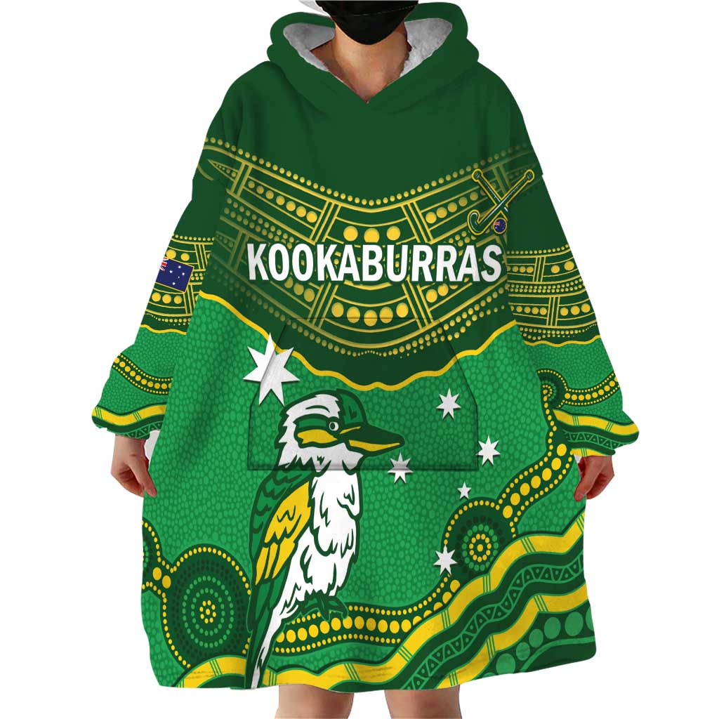 Custom Australia Kookaburras Wearable Blanket Hoodie Indigenous Art - Vibe Hoodie Shop