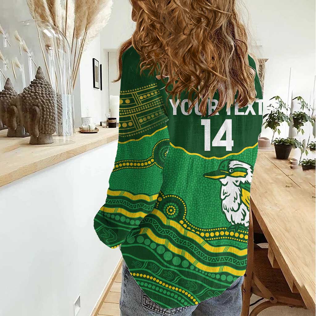 Custom Australia Kookaburras Women Casual Shirt Indigenous Art - Vibe Hoodie Shop