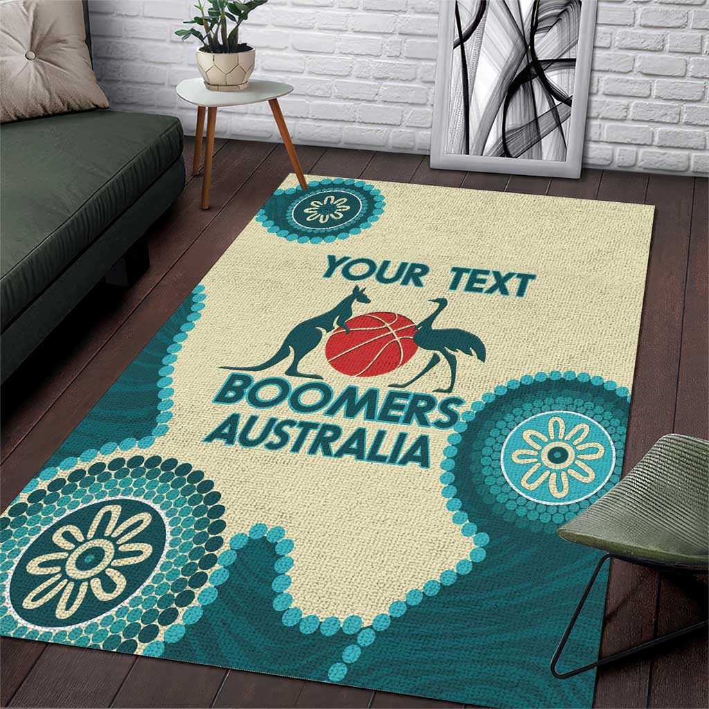 Custom Australia Boomers Area Rug Aboriginal With Marble Pattern - Cyan - Vibe Hoodie Shop