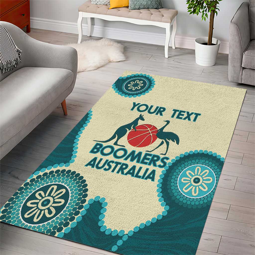 Custom Australia Boomers Area Rug Aboriginal With Marble Pattern - Cyan - Vibe Hoodie Shop