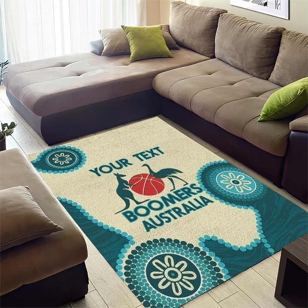 Custom Australia Boomers Area Rug Aboriginal With Marble Pattern - Cyan - Vibe Hoodie Shop