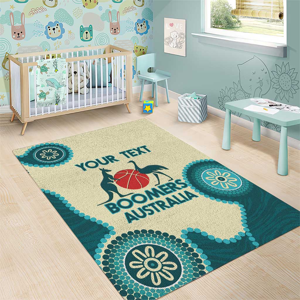 Custom Australia Boomers Area Rug Aboriginal With Marble Pattern - Cyan - Vibe Hoodie Shop