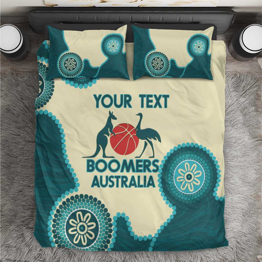 Custom Australia Boomers Bedding Set Aboriginal With Marble Pattern - Cyan - Vibe Hoodie Shop