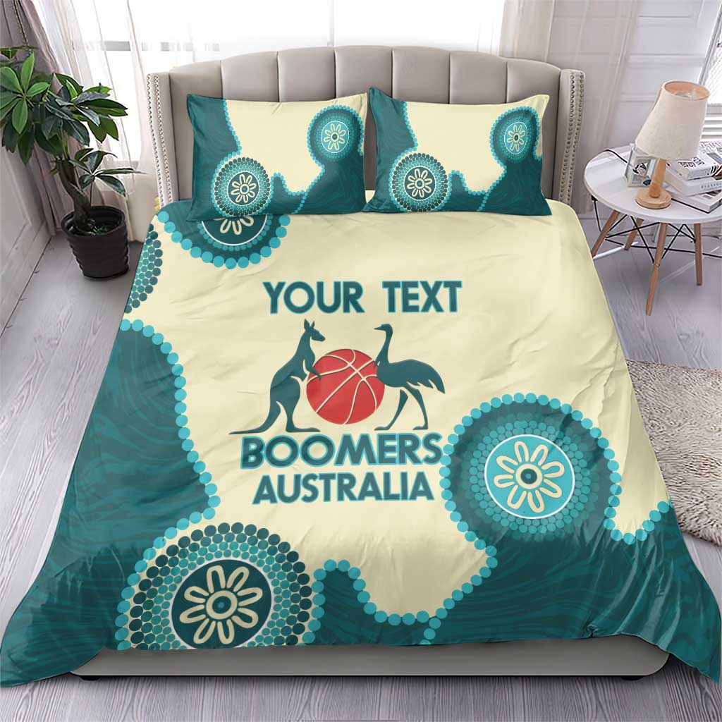 Custom Australia Boomers Bedding Set Aboriginal With Marble Pattern - Cyan - Vibe Hoodie Shop