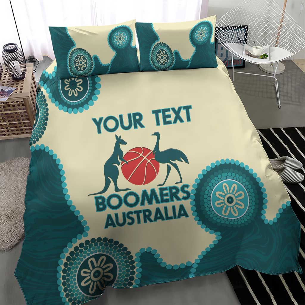 Custom Australia Boomers Bedding Set Aboriginal With Marble Pattern - Cyan - Vibe Hoodie Shop