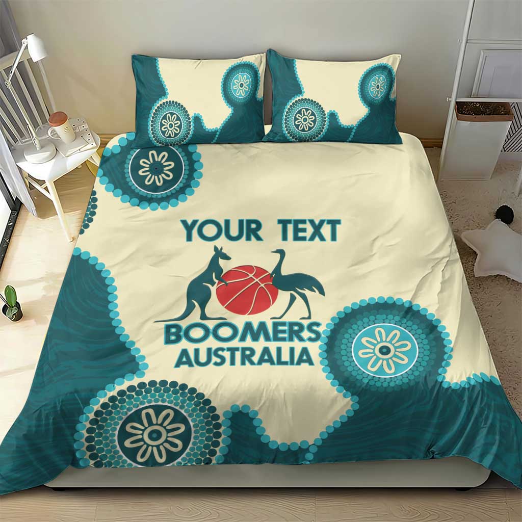 Custom Australia Boomers Bedding Set Aboriginal With Marble Pattern - Cyan - Vibe Hoodie Shop