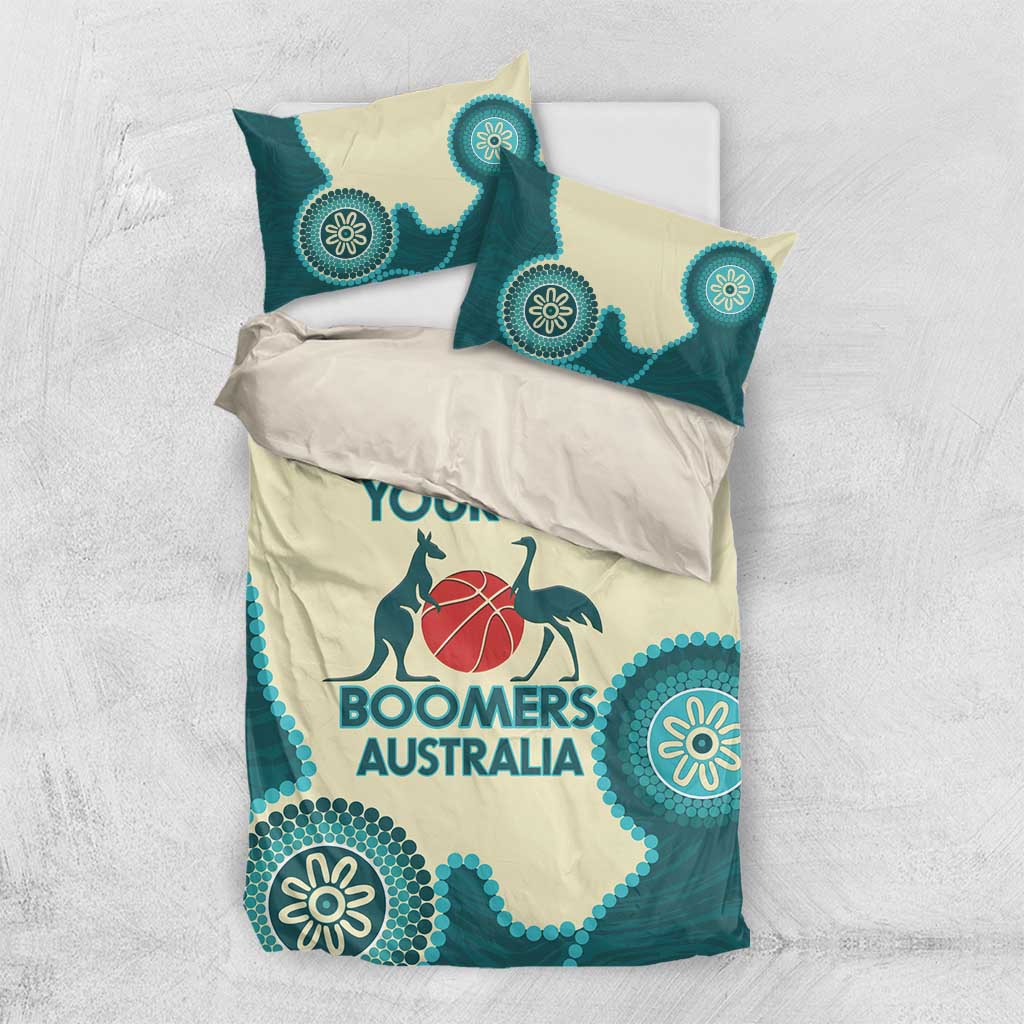 Custom Australia Boomers Bedding Set Aboriginal With Marble Pattern - Cyan - Vibe Hoodie Shop