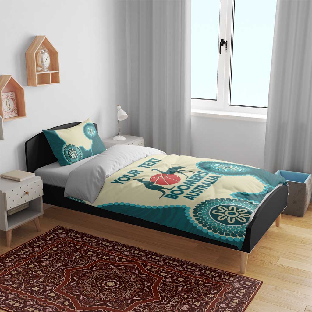 Custom Australia Boomers Bedding Set Aboriginal With Marble Pattern - Cyan - Vibe Hoodie Shop