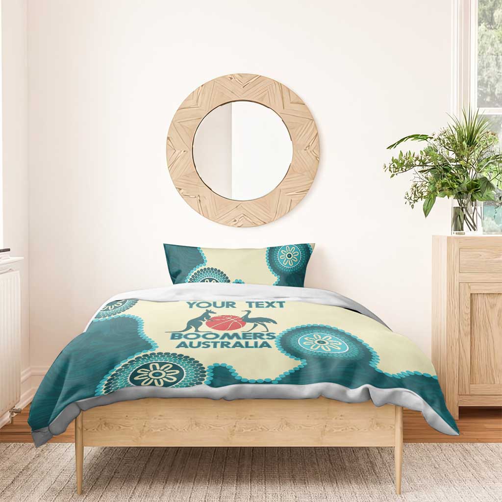 Custom Australia Boomers Bedding Set Aboriginal With Marble Pattern - Cyan - Vibe Hoodie Shop