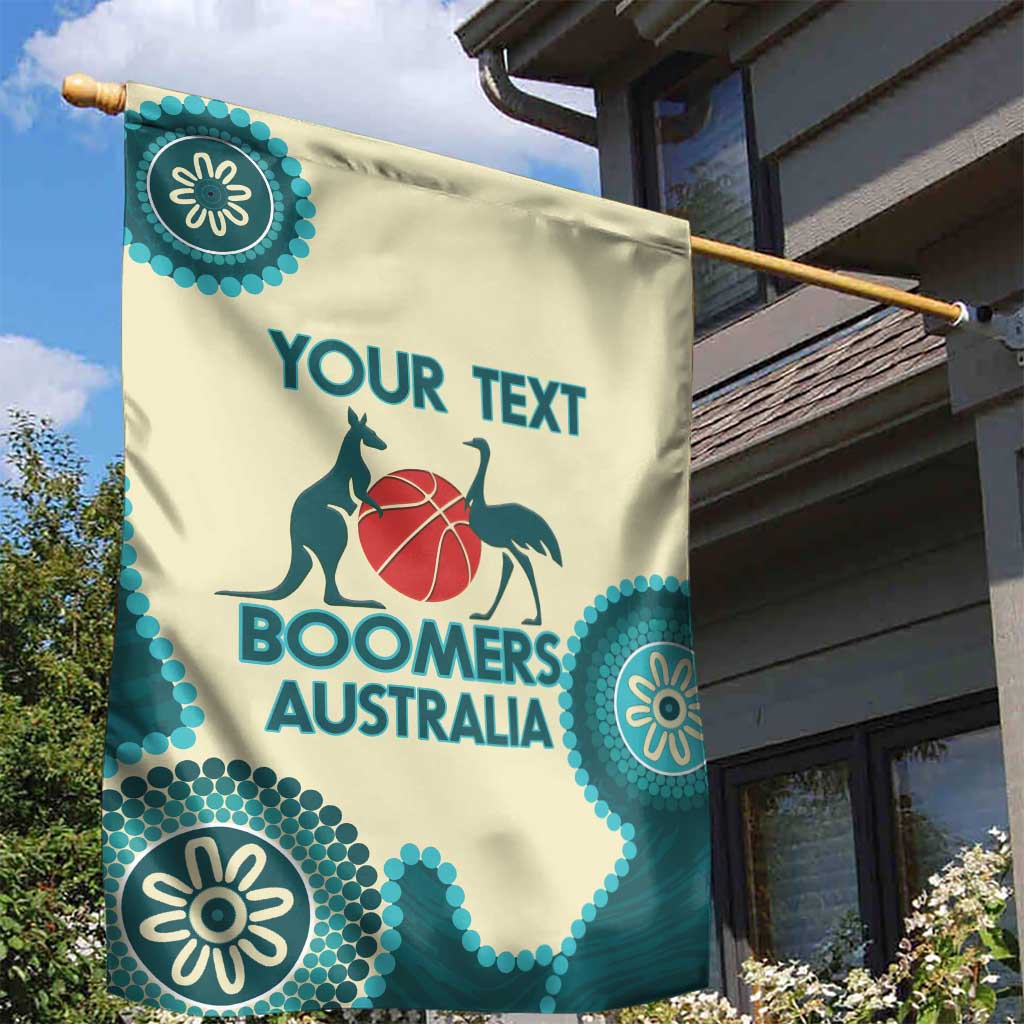 Custom Australia Boomers Garden Flag Aboriginal With Marble Pattern - Cyan - Vibe Hoodie Shop