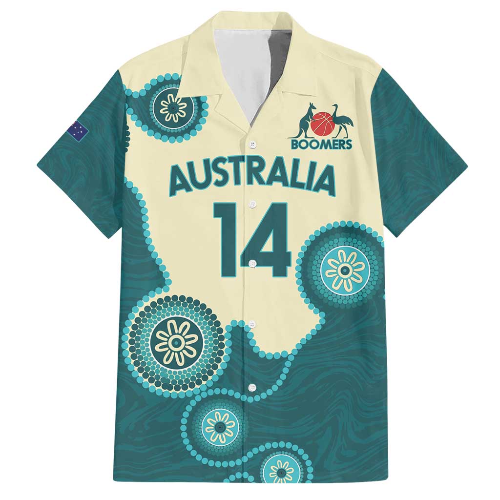 Custom Australia Boomers Hawaiian Shirt Aboriginal With Marble Pattern - Cyan - Vibe Hoodie Shop