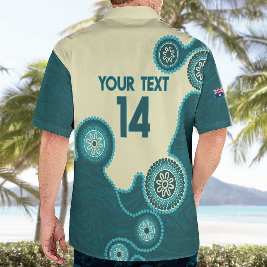 Custom Australia Boomers Hawaiian Shirt Aboriginal With Marble Pattern - Cyan - Vibe Hoodie Shop