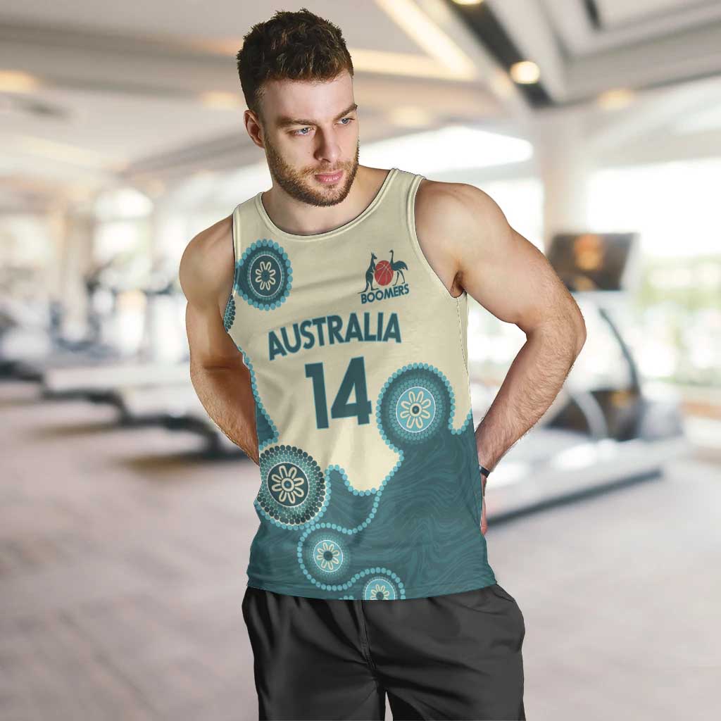 Custom Australia Boomers Men Tank Top Aboriginal With Marble Pattern - Cyan - Vibe Hoodie Shop