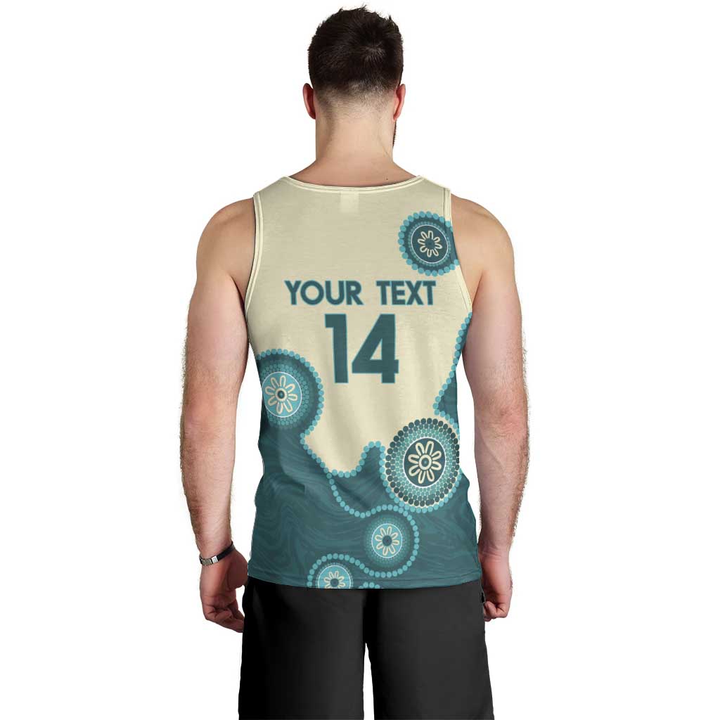 Custom Australia Boomers Men Tank Top Aboriginal With Marble Pattern - Cyan - Vibe Hoodie Shop