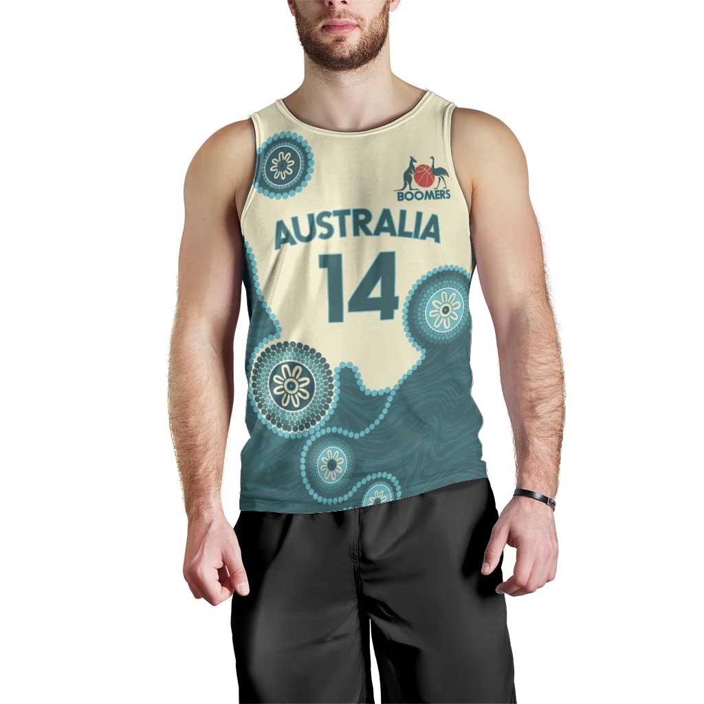 Custom Australia Boomers Men Tank Top Aboriginal With Marble Pattern - Cyan - Vibe Hoodie Shop