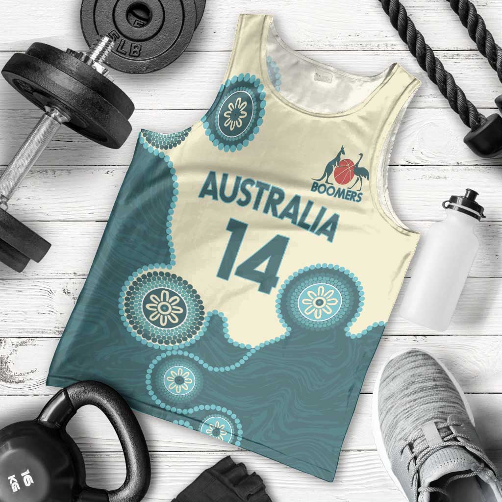 Custom Australia Boomers Men Tank Top Aboriginal With Marble Pattern - Cyan - Vibe Hoodie Shop