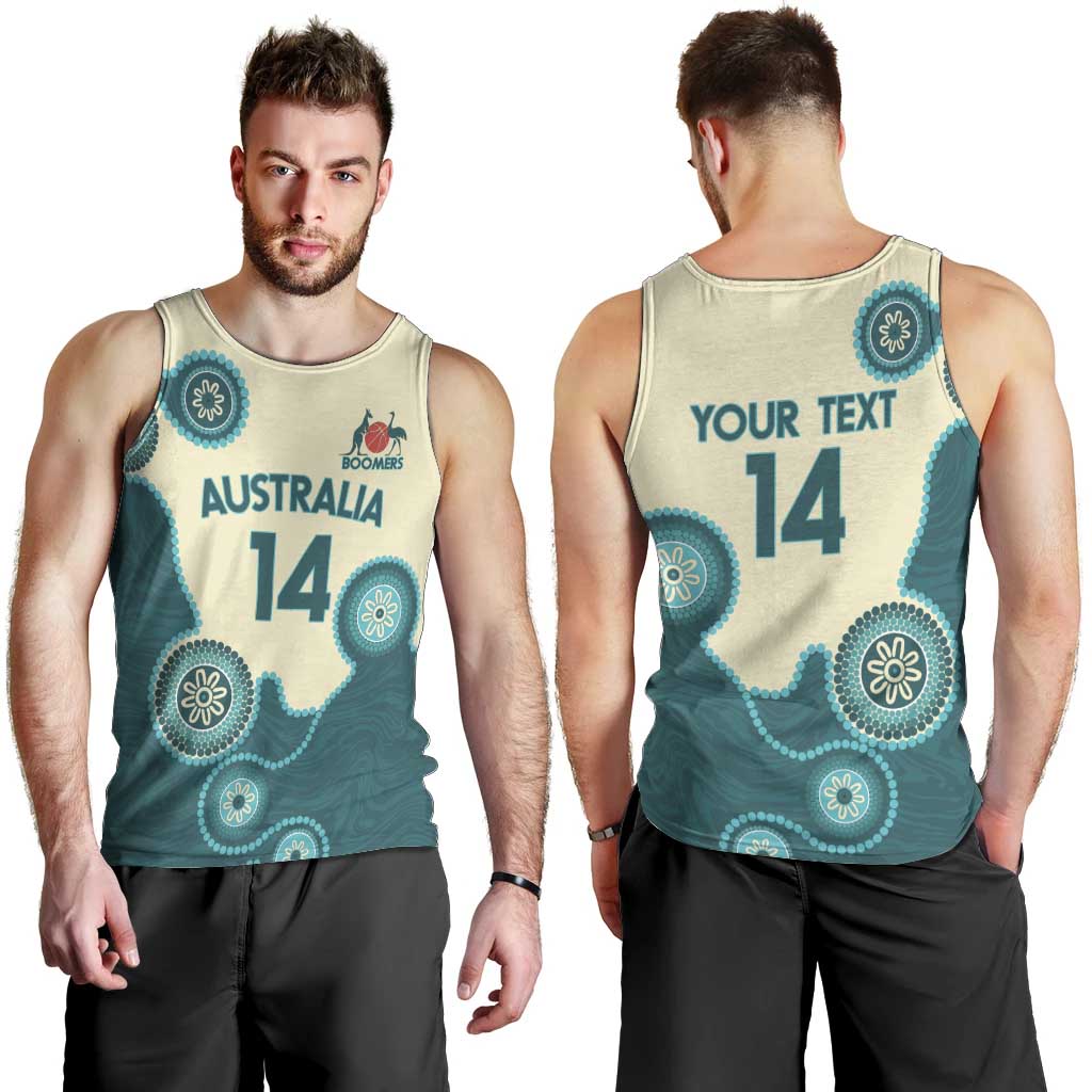 Custom Australia Boomers Men Tank Top Aboriginal With Marble Pattern - Cyan - Vibe Hoodie Shop
