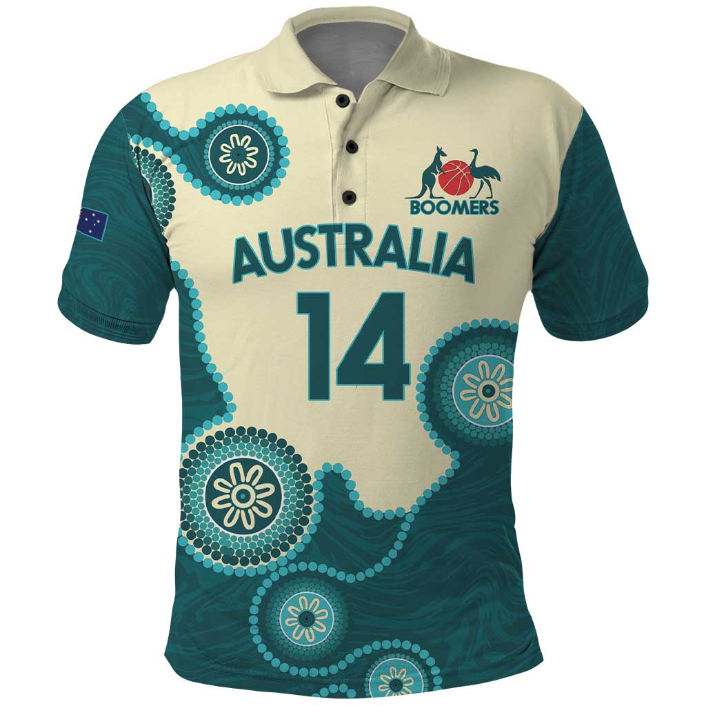 Custom Australia Boomers Polo Shirt Aboriginal With Marble Pattern - Cyan - Vibe Hoodie Shop