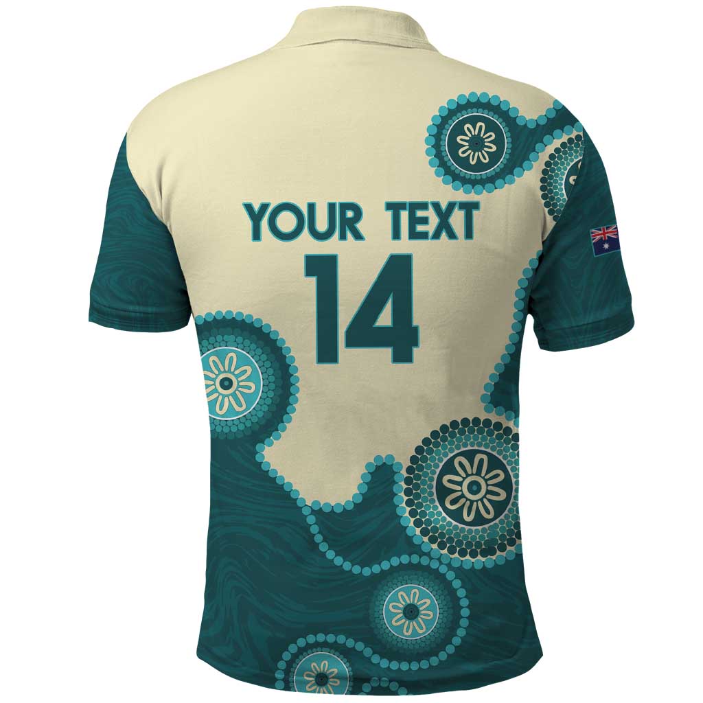 Custom Australia Boomers Polo Shirt Aboriginal With Marble Pattern - Cyan - Vibe Hoodie Shop