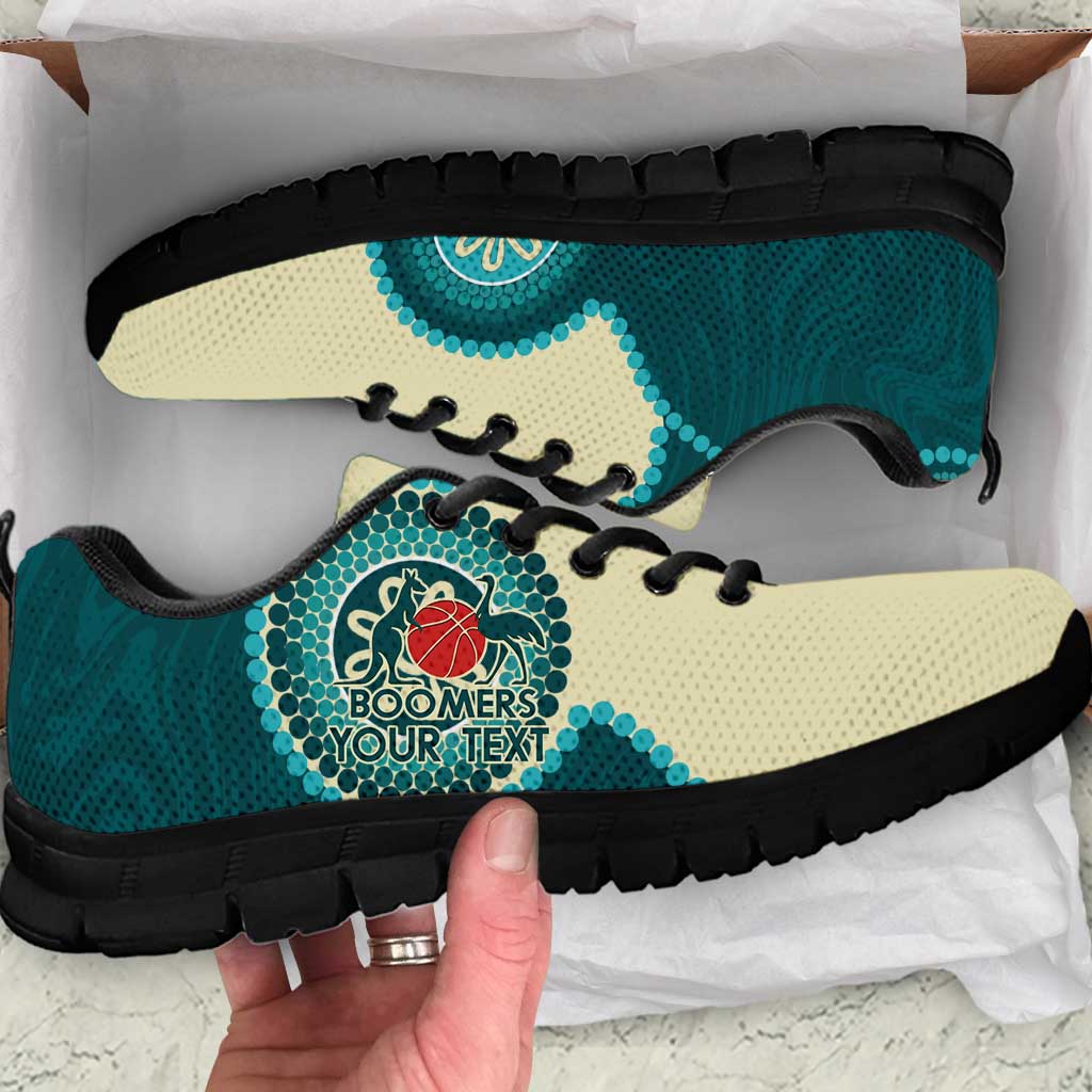 Custom Australia Boomers Sneakers Aboriginal With Marble Pattern - Cyan - Vibe Hoodie Shop