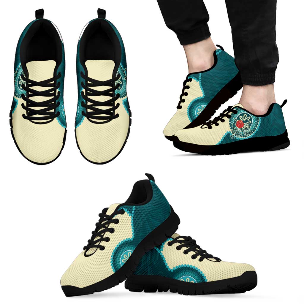 Custom Australia Boomers Sneakers Aboriginal With Marble Pattern - Cyan - Vibe Hoodie Shop