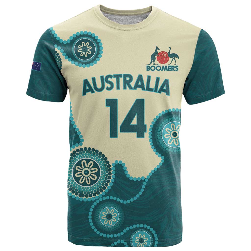 Custom Australia Boomers T Shirt Aboriginal With Marble Pattern - Cyan - Vibe Hoodie Shop