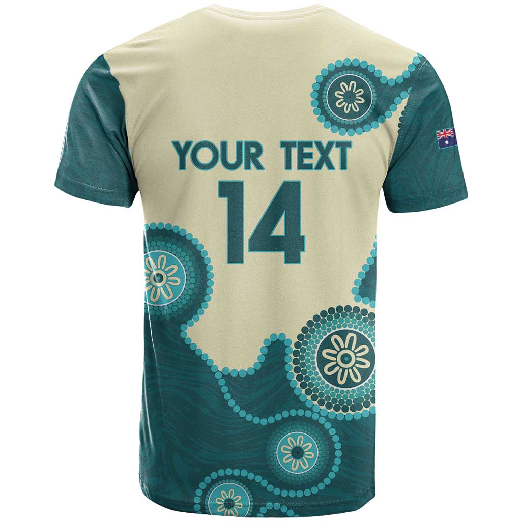 Custom Australia Boomers T Shirt Aboriginal With Marble Pattern - Cyan - Vibe Hoodie Shop