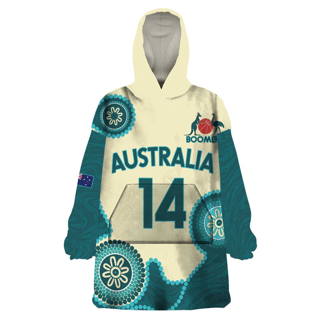 Custom Australia Boomers Wearable Blanket Hoodie Aboriginal With Marble Pattern - Cyan - Vibe Hoodie Shop