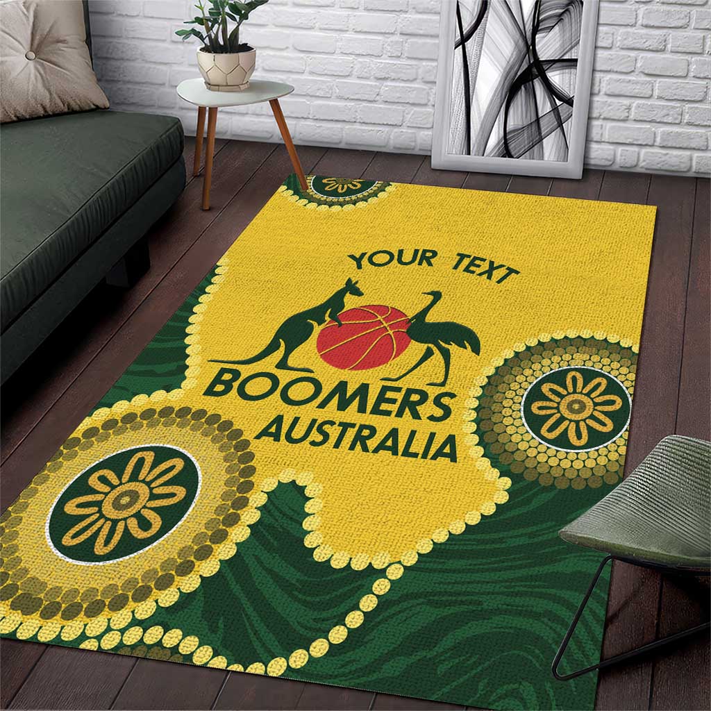 Custom Australia Boomers Area Rug Aboriginal With Marble Pattern - Yellow - Vibe Hoodie Shop