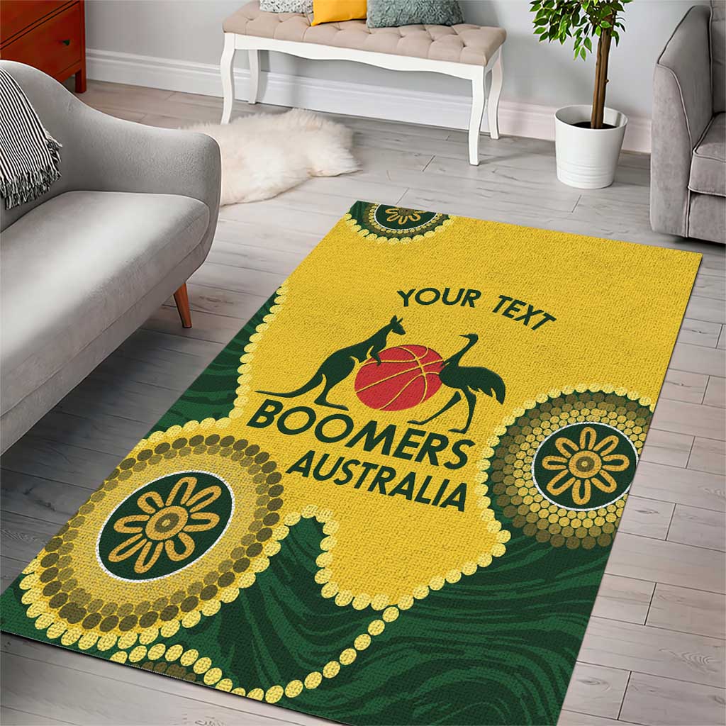 Custom Australia Boomers Area Rug Aboriginal With Marble Pattern - Yellow - Vibe Hoodie Shop