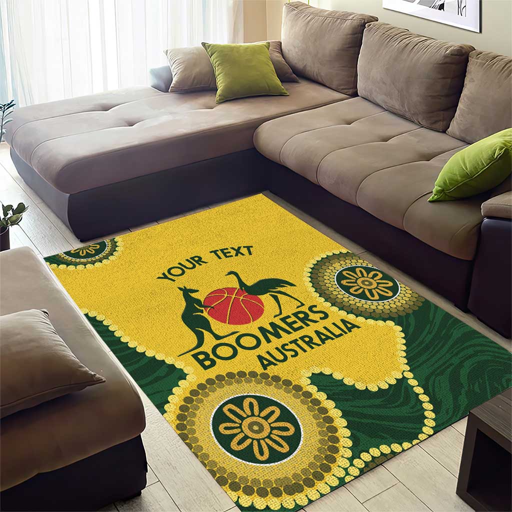 Custom Australia Boomers Area Rug Aboriginal With Marble Pattern - Yellow - Vibe Hoodie Shop