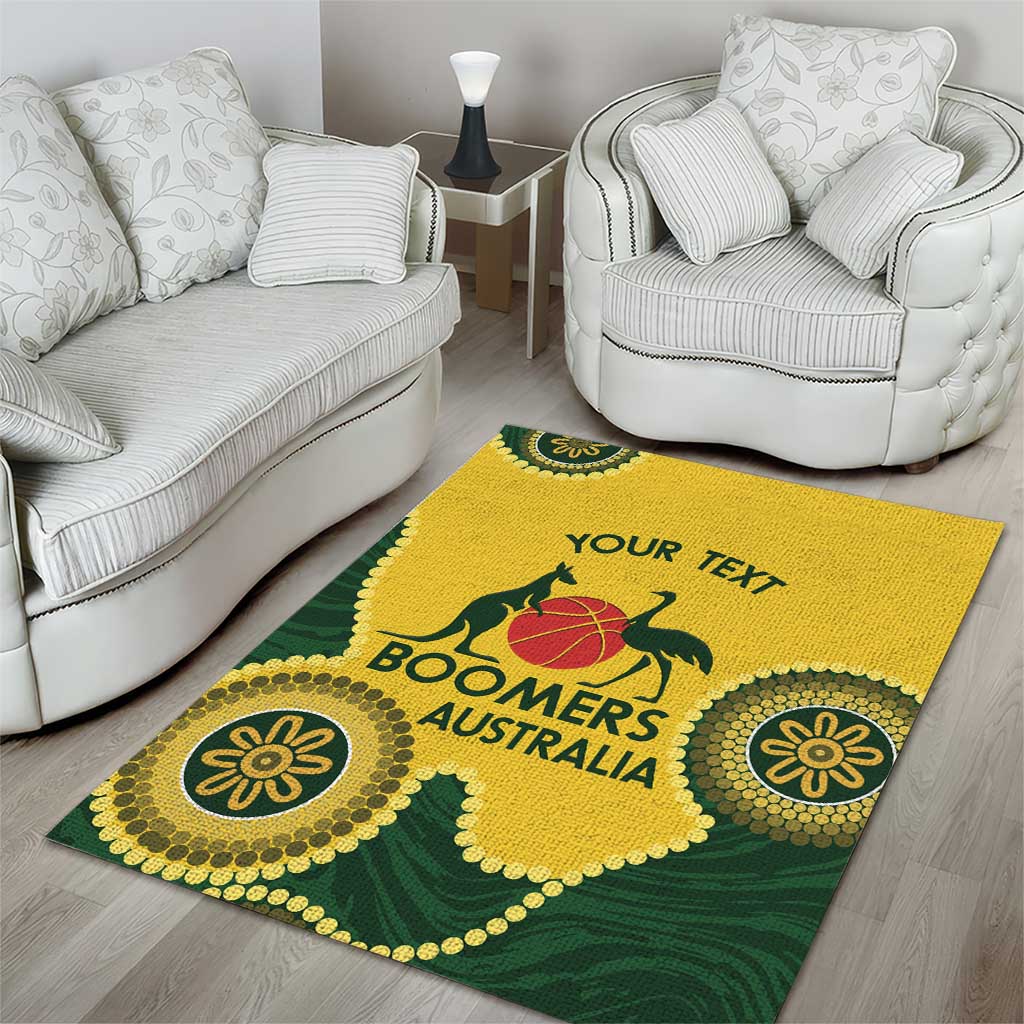 Custom Australia Boomers Area Rug Aboriginal With Marble Pattern - Yellow - Vibe Hoodie Shop