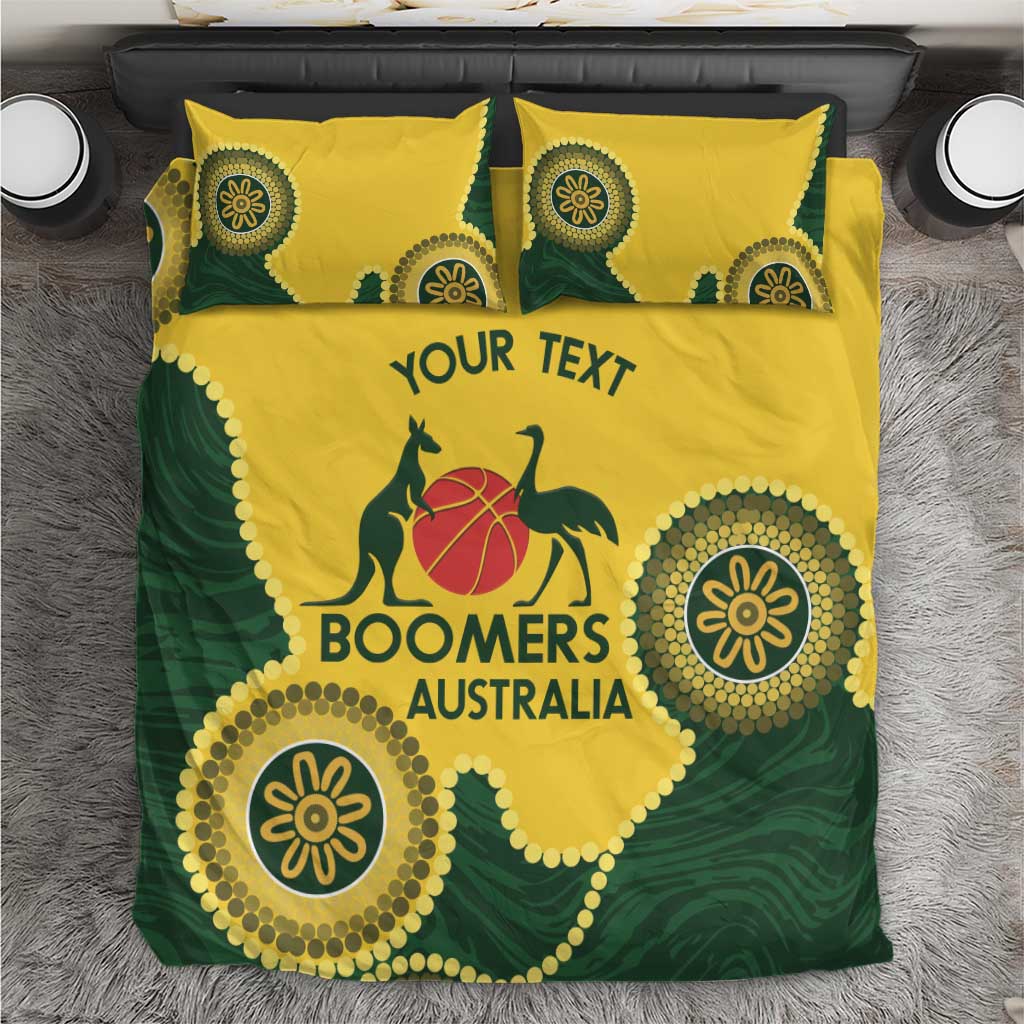 Custom Australia Boomers Bedding Set Aboriginal With Marble Pattern - Yellow - Vibe Hoodie Shop