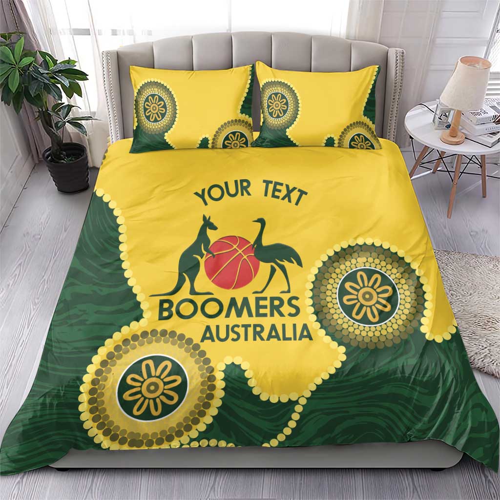 Custom Australia Boomers Bedding Set Aboriginal With Marble Pattern - Yellow - Vibe Hoodie Shop