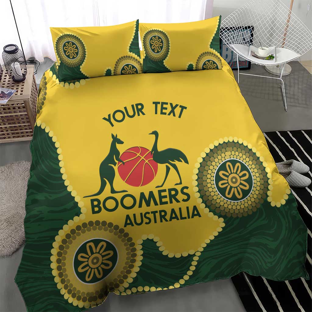 Custom Australia Boomers Bedding Set Aboriginal With Marble Pattern - Yellow - Vibe Hoodie Shop