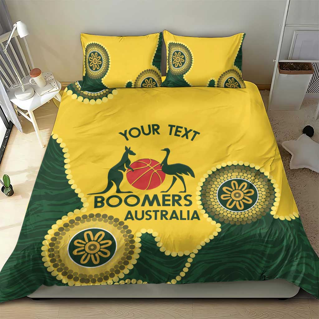 Custom Australia Boomers Bedding Set Aboriginal With Marble Pattern - Yellow - Vibe Hoodie Shop