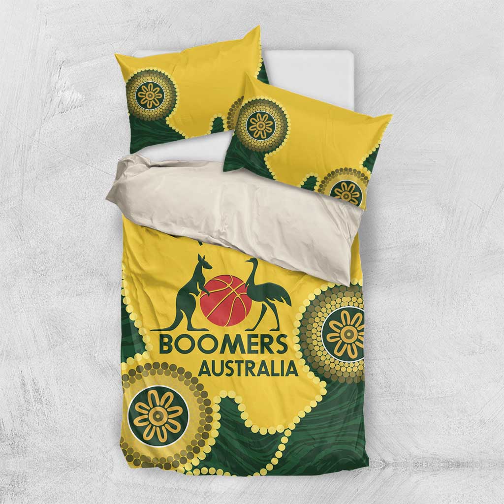 Custom Australia Boomers Bedding Set Aboriginal With Marble Pattern - Yellow - Vibe Hoodie Shop