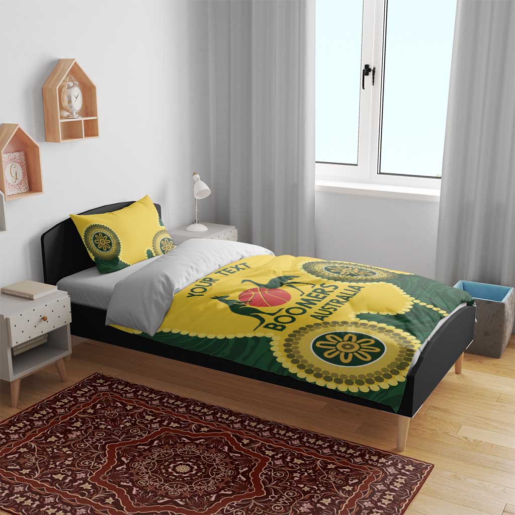Custom Australia Boomers Bedding Set Aboriginal With Marble Pattern - Yellow - Vibe Hoodie Shop