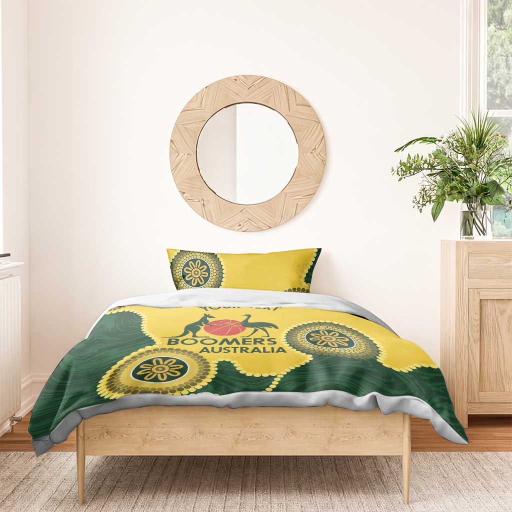 Custom Australia Boomers Bedding Set Aboriginal With Marble Pattern - Yellow - Vibe Hoodie Shop