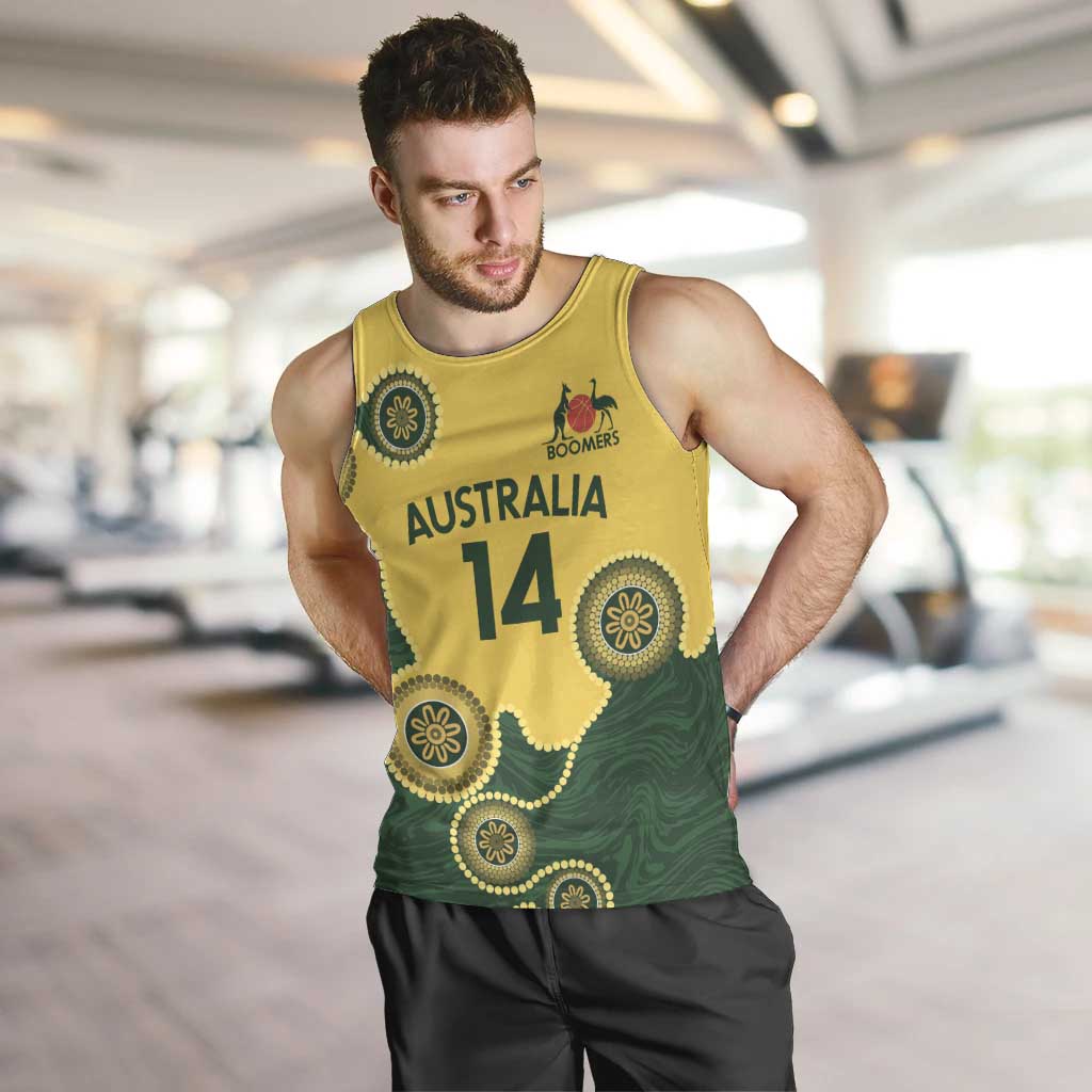 Custom Australia Boomers Men Tank Top Aboriginal With Marble Pattern - Yellow - Vibe Hoodie Shop
