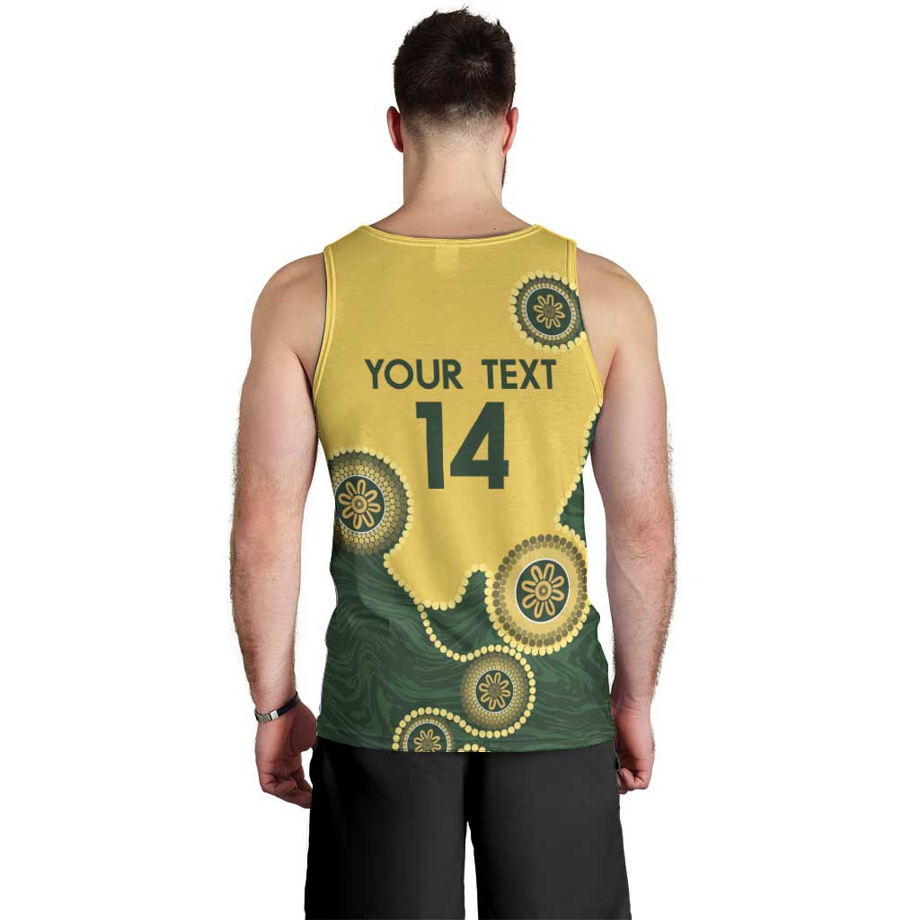 Custom Australia Boomers Men Tank Top Aboriginal With Marble Pattern - Yellow - Vibe Hoodie Shop