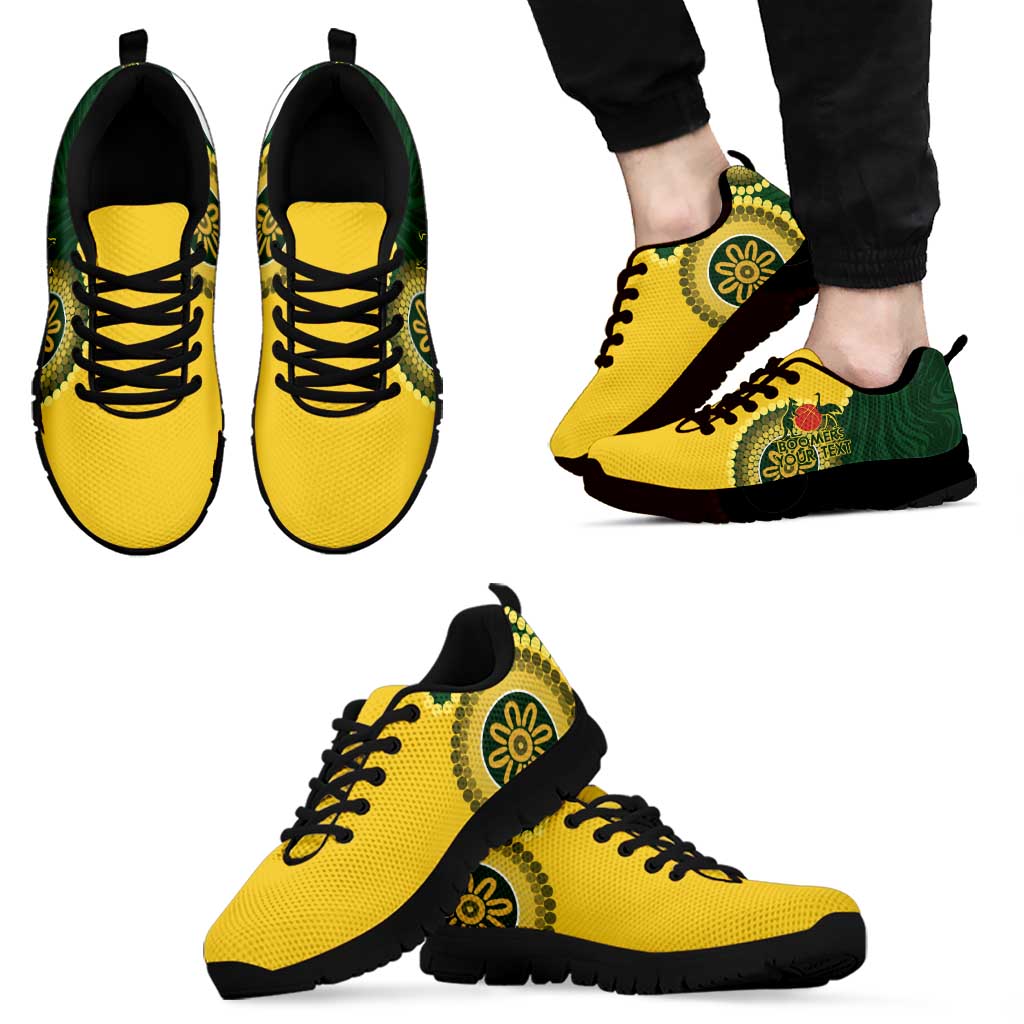 Custom Australia Boomers Sneakers Aboriginal With Marble Pattern - Yellow - Vibe Hoodie Shop