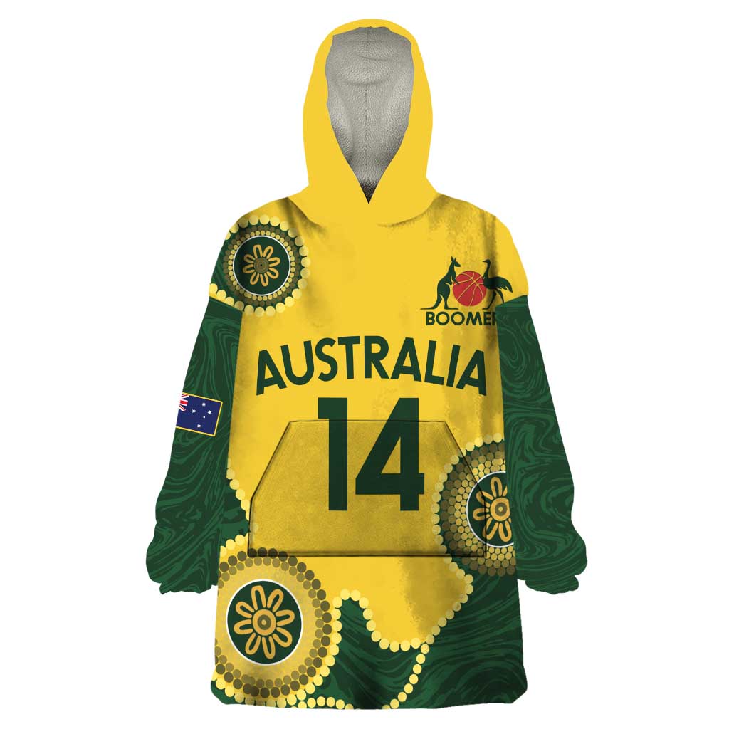 Custom Australia Boomers Wearable Blanket Hoodie Aboriginal With Marble Pattern - Yellow - Vibe Hoodie Shop