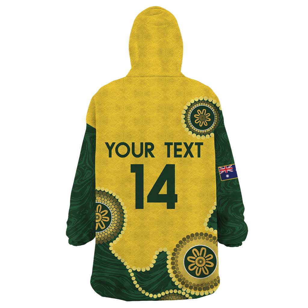 Custom Australia Boomers Wearable Blanket Hoodie Aboriginal With Marble Pattern - Yellow - Vibe Hoodie Shop