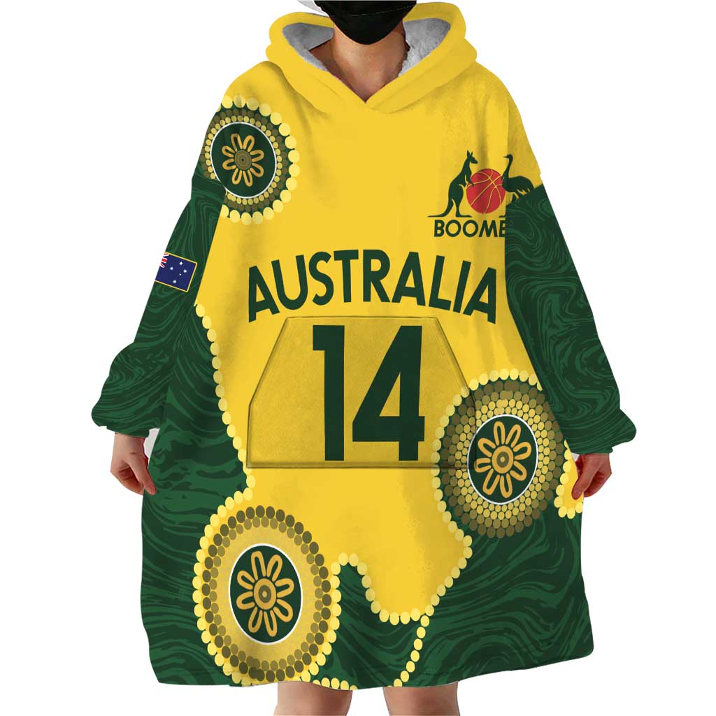 Custom Australia Boomers Wearable Blanket Hoodie Aboriginal With Marble Pattern - Yellow - Vibe Hoodie Shop