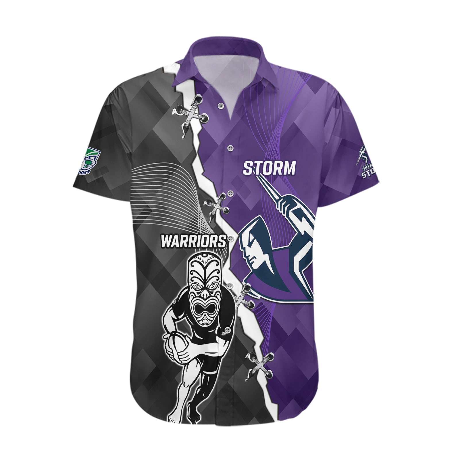 Personalised Storm And Warriors Rugby Hawaiian Shirt 2023 Sporty Style - Vibe Hoodie Shop