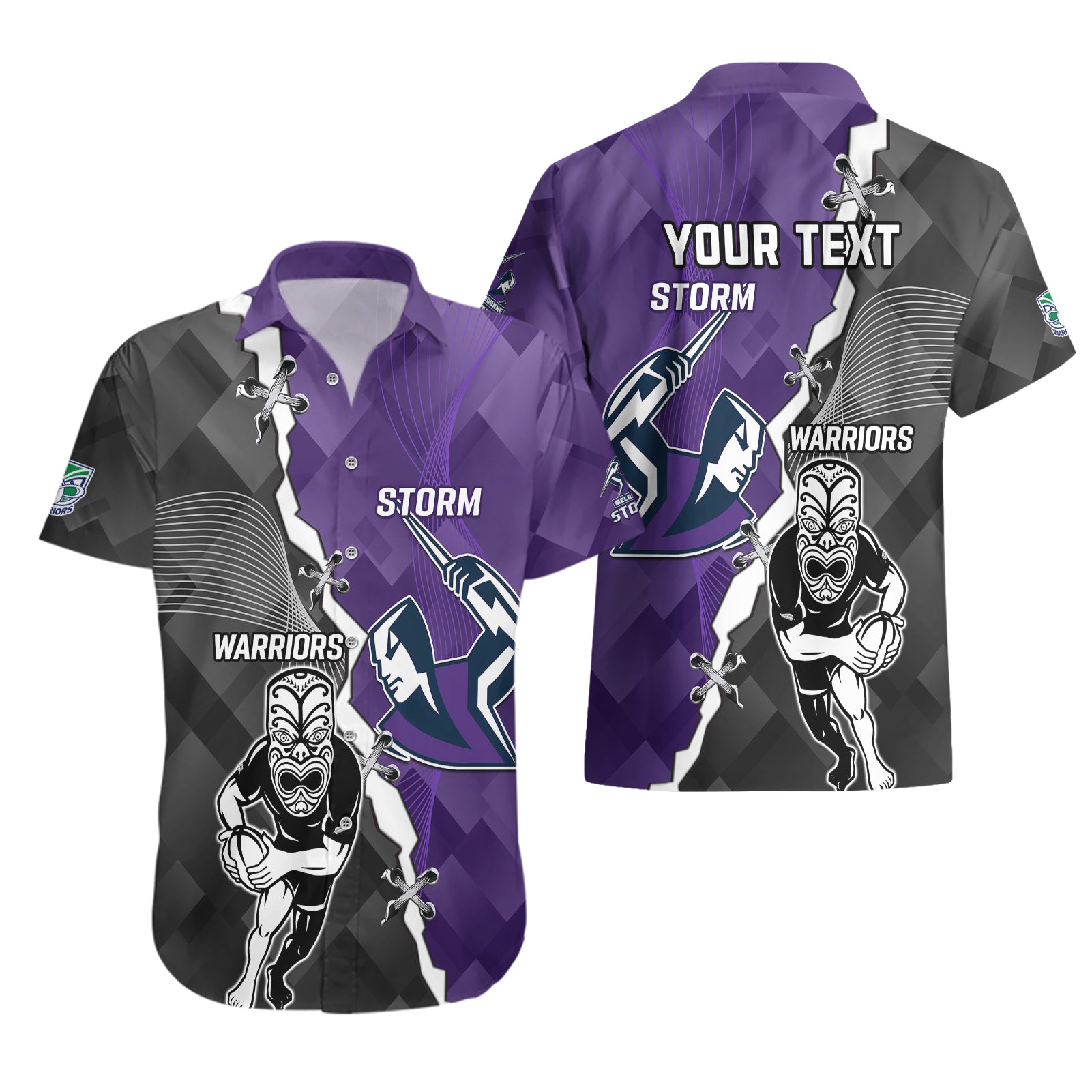 Personalised Storm And Warriors Rugby Hawaiian Shirt 2023 Sporty Style - Vibe Hoodie Shop